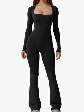 Qinsen Square Neck Flare Bodysuit Size Small NWT